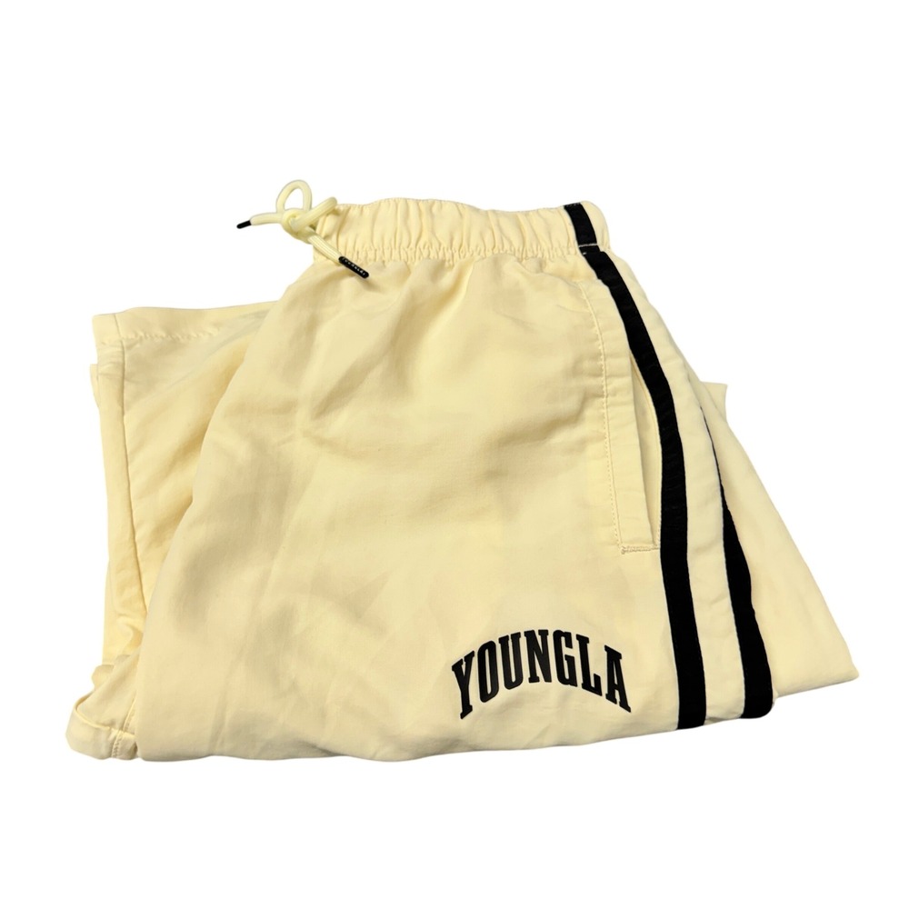 YoungLA Flagship Track Pants Mens Medium Model 249 Cream Athletic Ankle Zip